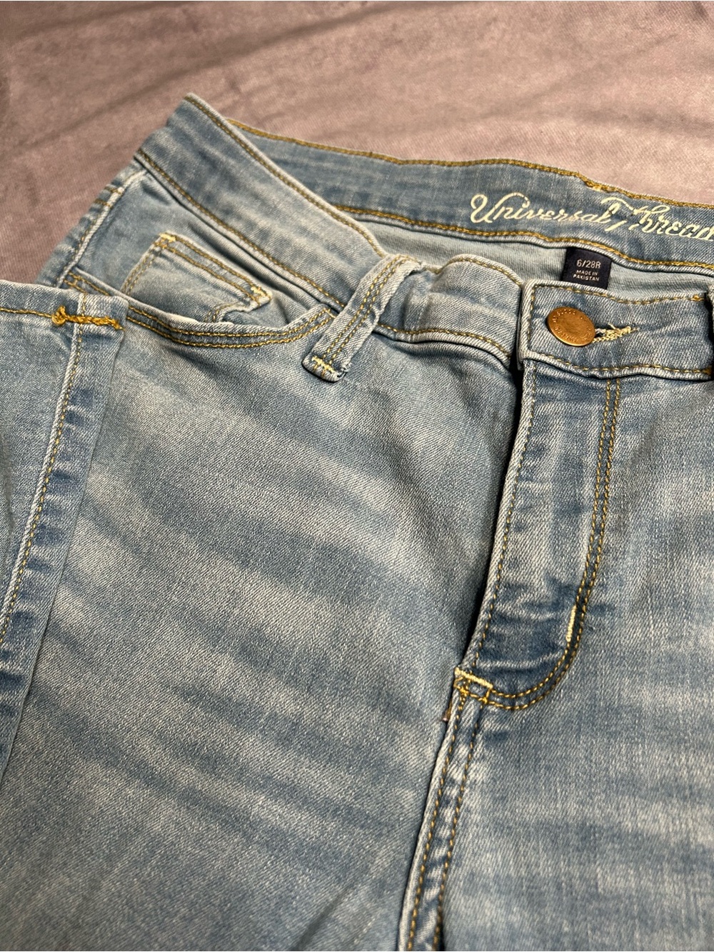 Universal Thread Light Blue Denim Jeans with Gold Stitching - 6/28R